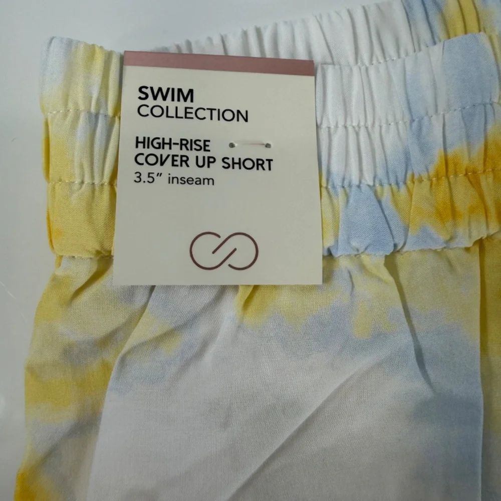 CALIA  High Rise Cover Up Summer Beach Resort Pool Butter Yellow White Shorts XL